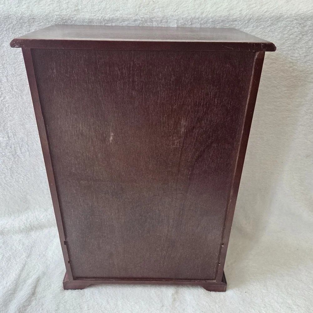 Vintage Jewelry Box Wood Glass Doors Finish 16